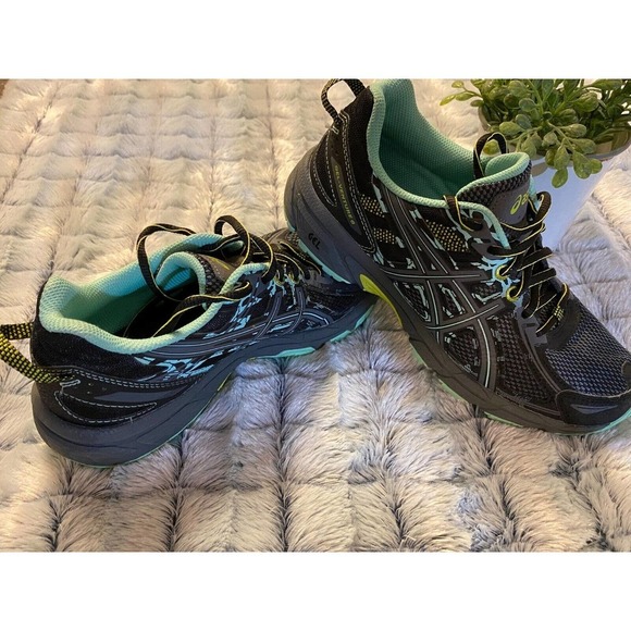 Womens Asics Gel Venture 7.5 Running Athletic Shoes Gray Black Aqua - Picture 2 of 11